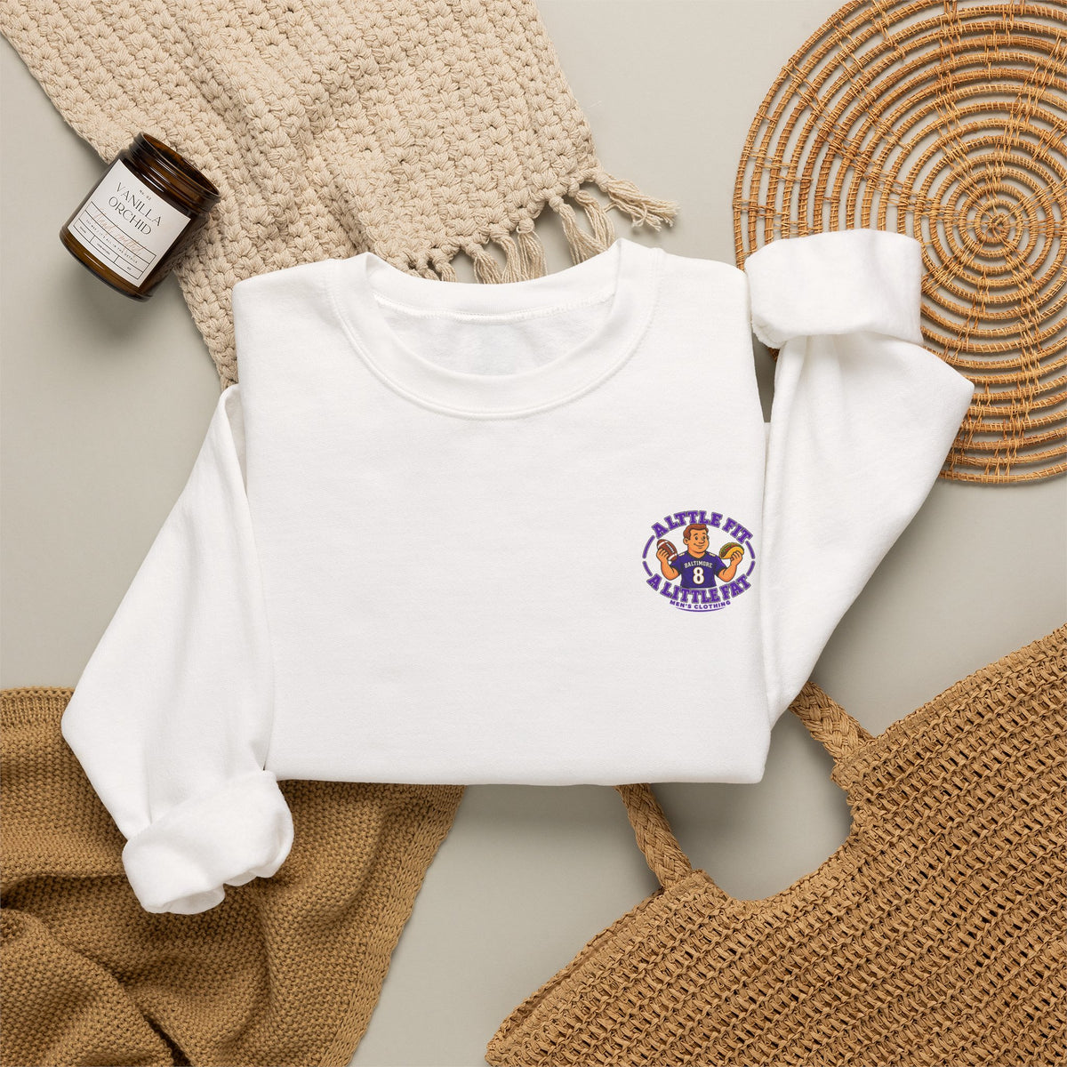 Crewneck Sweatshirt — “A Little Fit A Little Fat” Football Fan Graphic