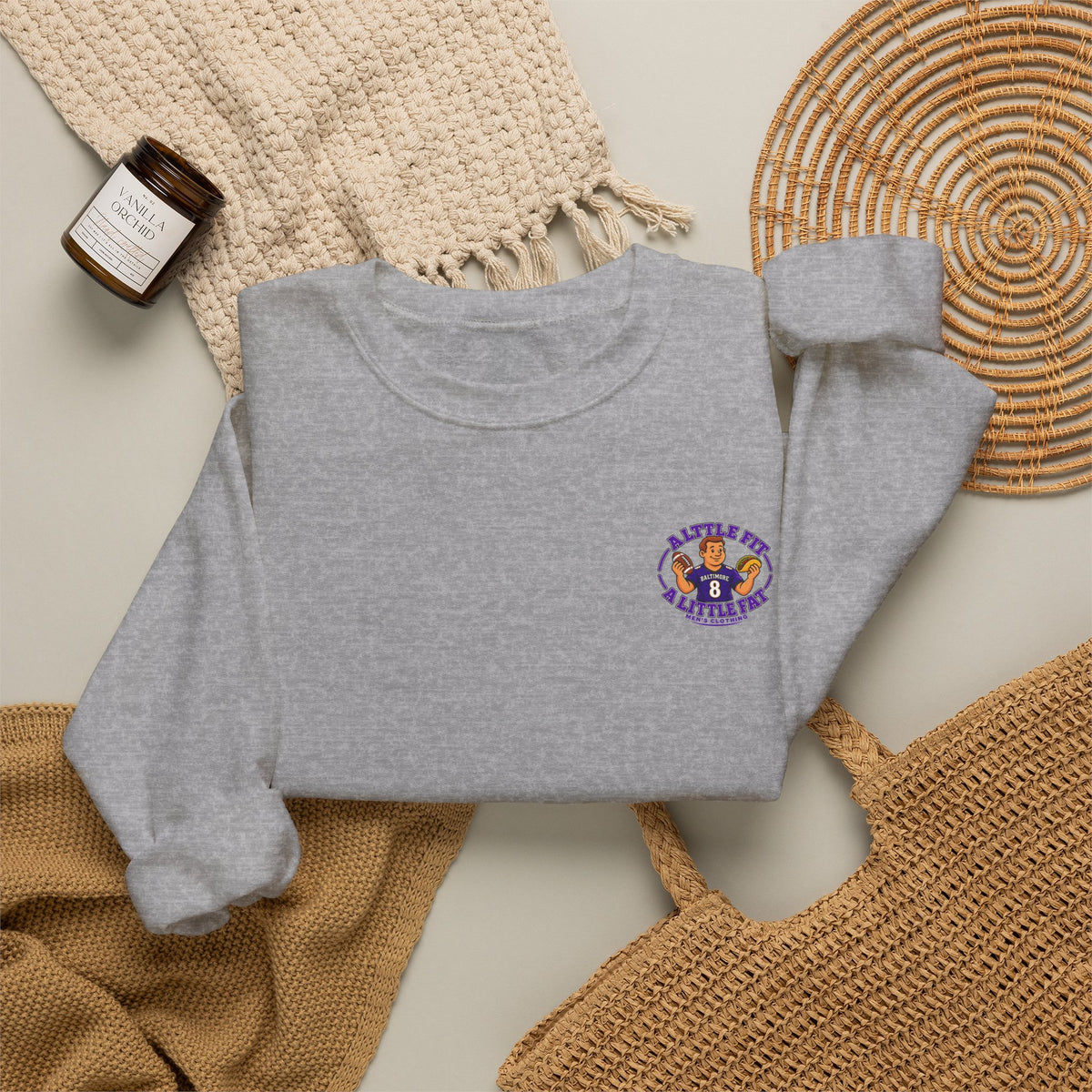 Crewneck Sweatshirt — “A Little Fit A Little Fat” Football Fan Graphic