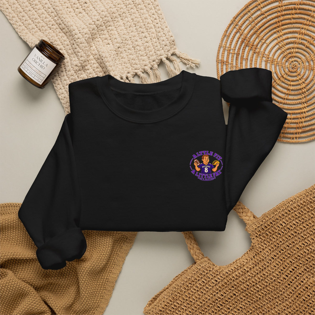 Crewneck Sweatshirt — “A Little Fit A Little Fat” Football Fan Graphic